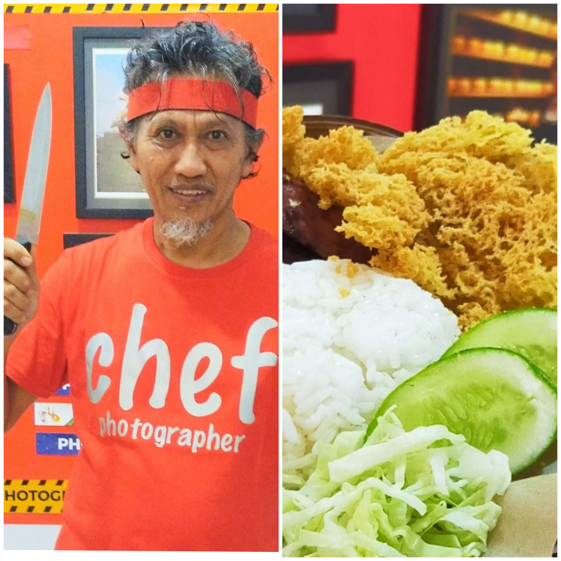 Dadang Tri dan menu kuliner andalannya Ayam Kremes Doyok. 