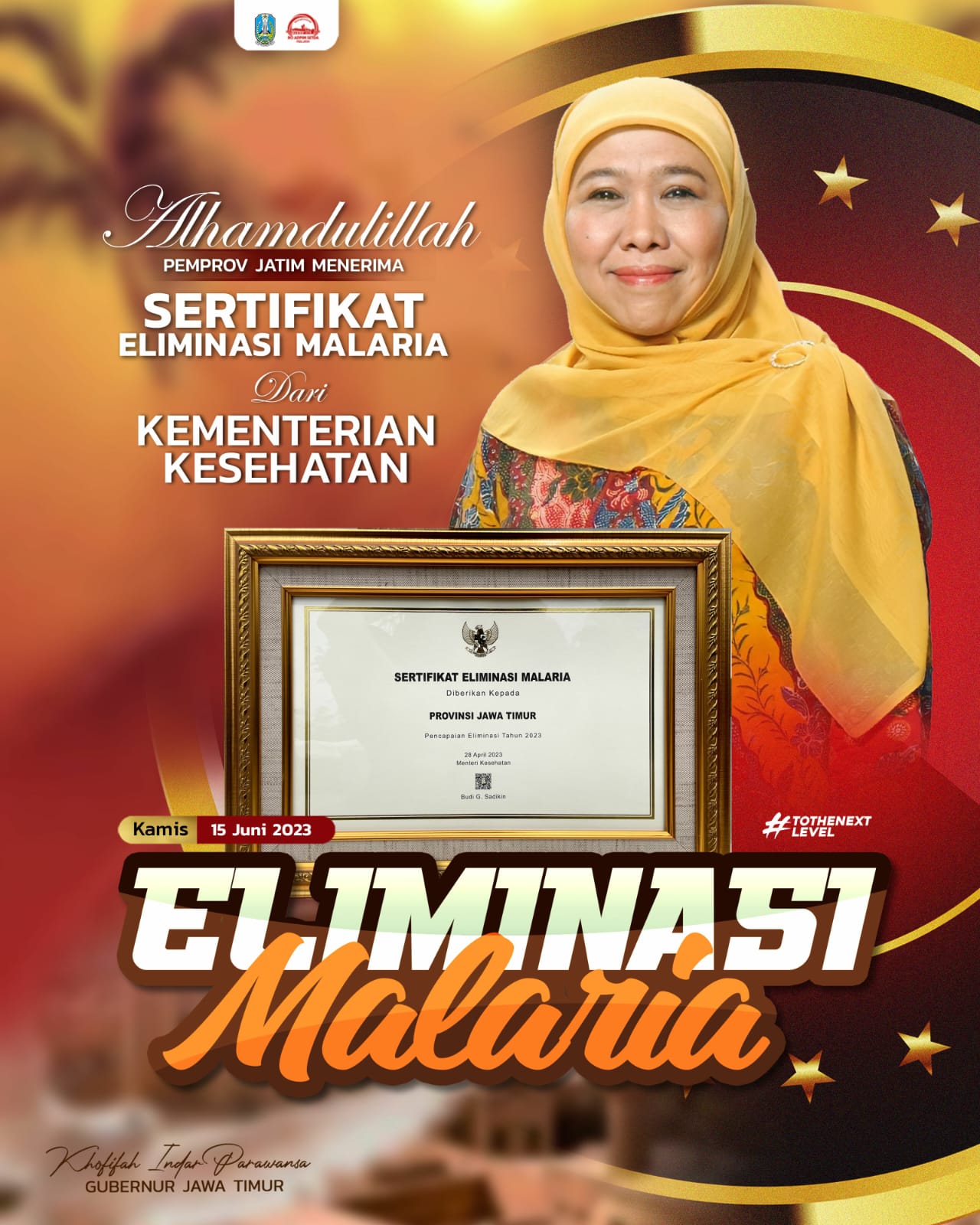 Provinsi Jawa Timur berhasil dinyatakan sebagai provinsi di Indonesia yang berhasil eliminasi malaria di tahun 2023 oleh Kementerian Kesehatan RI.

