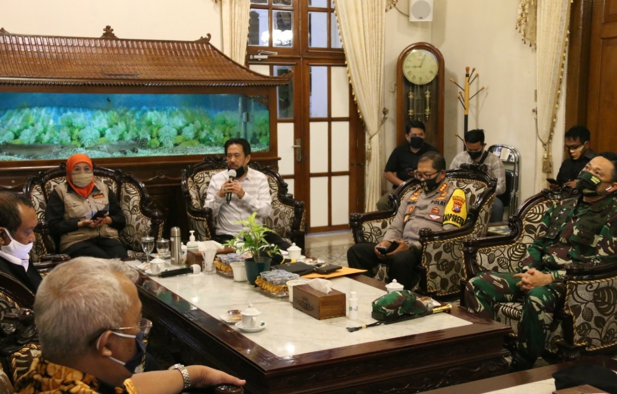 Rapat Evaluasi Transisi New Normal di Pendopo Sidoarjo (Foto: HMP/Kholis)