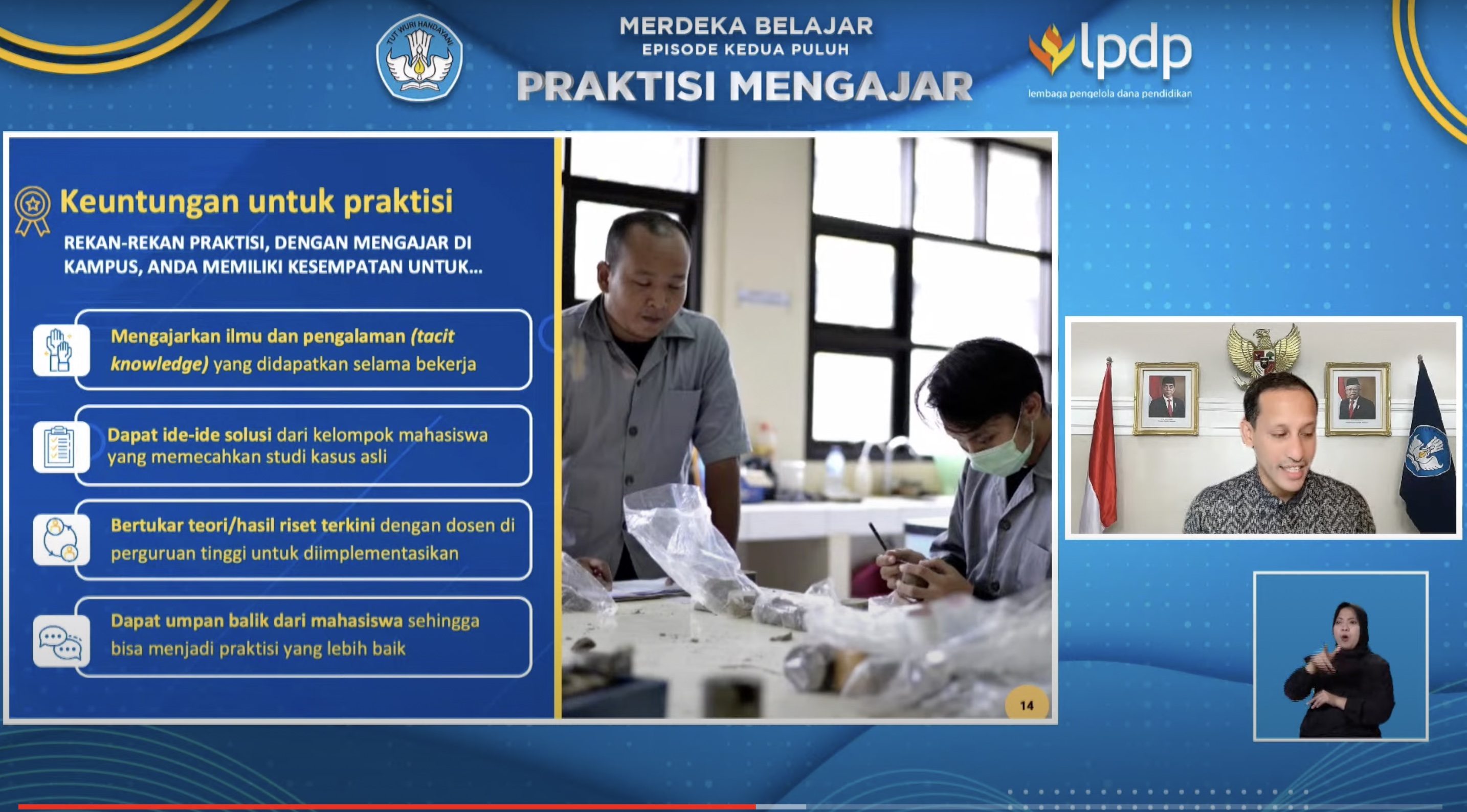 Kemendikbudristek) Nadiem Anwar Makarim meluncurkan Program Merdeka Belajar Episode Kedua Puluh: Praktisi Mengajar