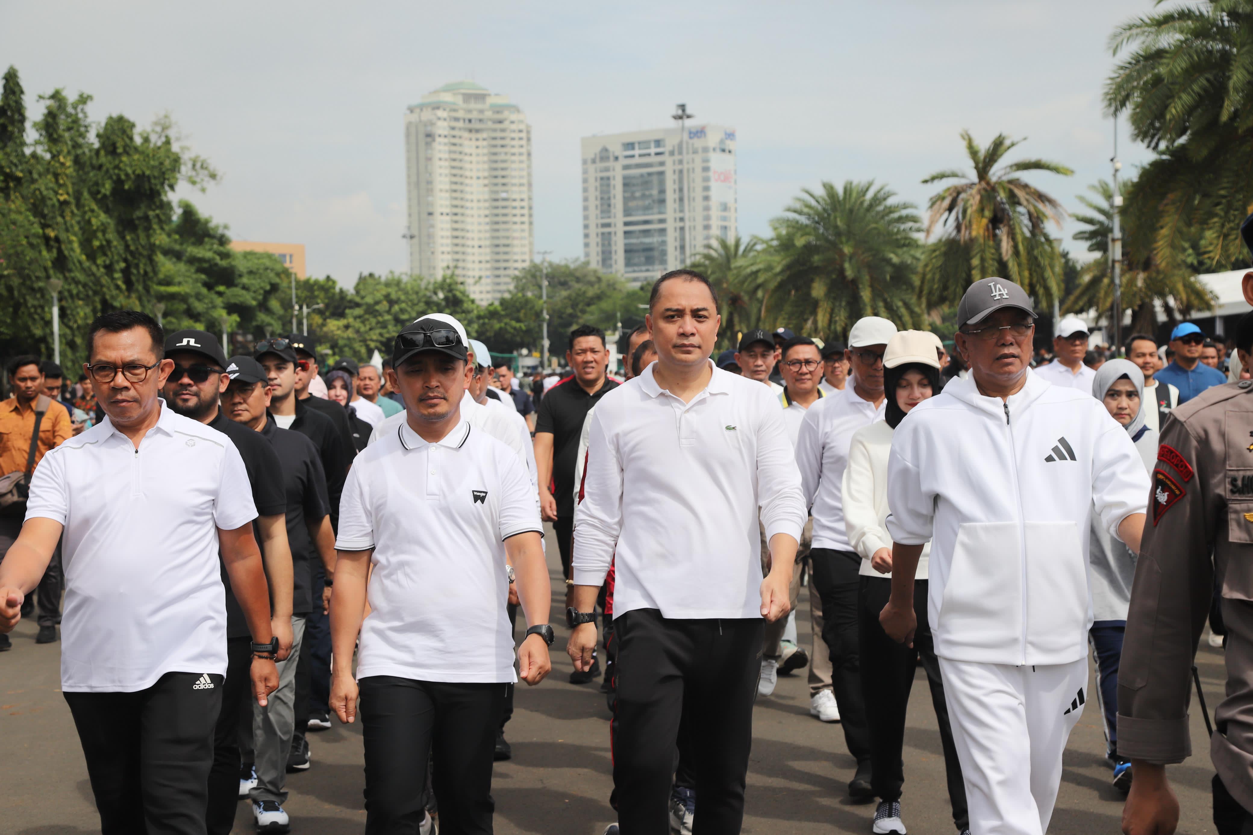 Eri Cahyadi saat mengikuti gladi resik psebagai elantikan Wali Kota Surabaya pada 20 Februari 2025 di Istana Negara, Jakarta,