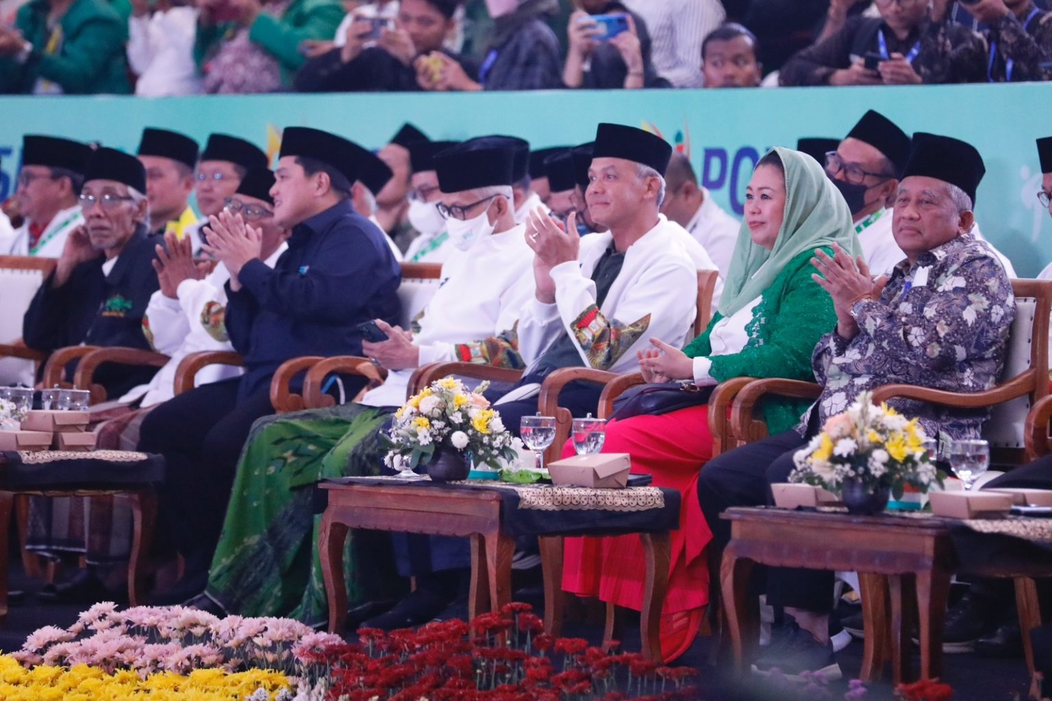 Gubernur Jawa Tengah Ganjar Pranowo saat menghadiri pembukaan Pekan Olahraga dan Seni Nahdlatul Ulama (Porseni NU) Tingkat Nasional 2023, di GOR Sritex Arena, Surakarta, Senin (16/1/2023) malam