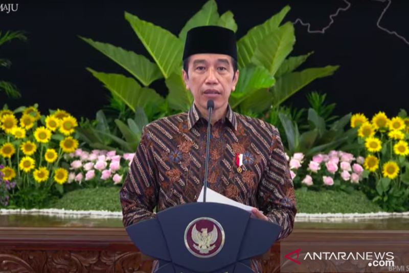 Tangkapan Layar Presiden Joko Widodo saat membuka Kongres XXXI Himpunan Mahasiswa Islam (HMI) Tahun 2021 dari Istana Negara, Jakarta, Rabu (17/3). (Youtube Sekretariat Presiden)