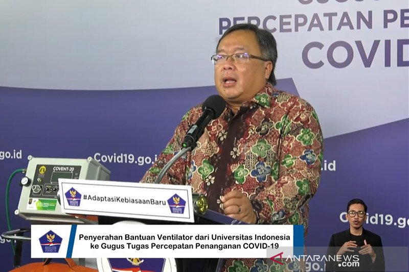 Tangkapan layar Menristek/Kepala BRIN Bambang Brodjonegoro dalam konferensi pers di Graha BNPB, Jakarta pada Rabu (24/6/2020). ANTARA/Prisca Triferna/am.