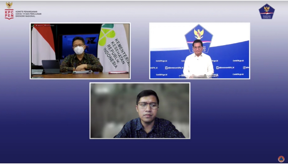 Menkes Budi Gunadi Sadikin dan Juru Bicara Satgas COVID-19 Wiku Adisasmito memberikan keterangan pers mengenai Pelonggaran Protokol Kesehatan dan Pengaturan Perjalanan, Selasa (17/05/2022), secara virtual. (Sumber: Tangkapan Layar)

