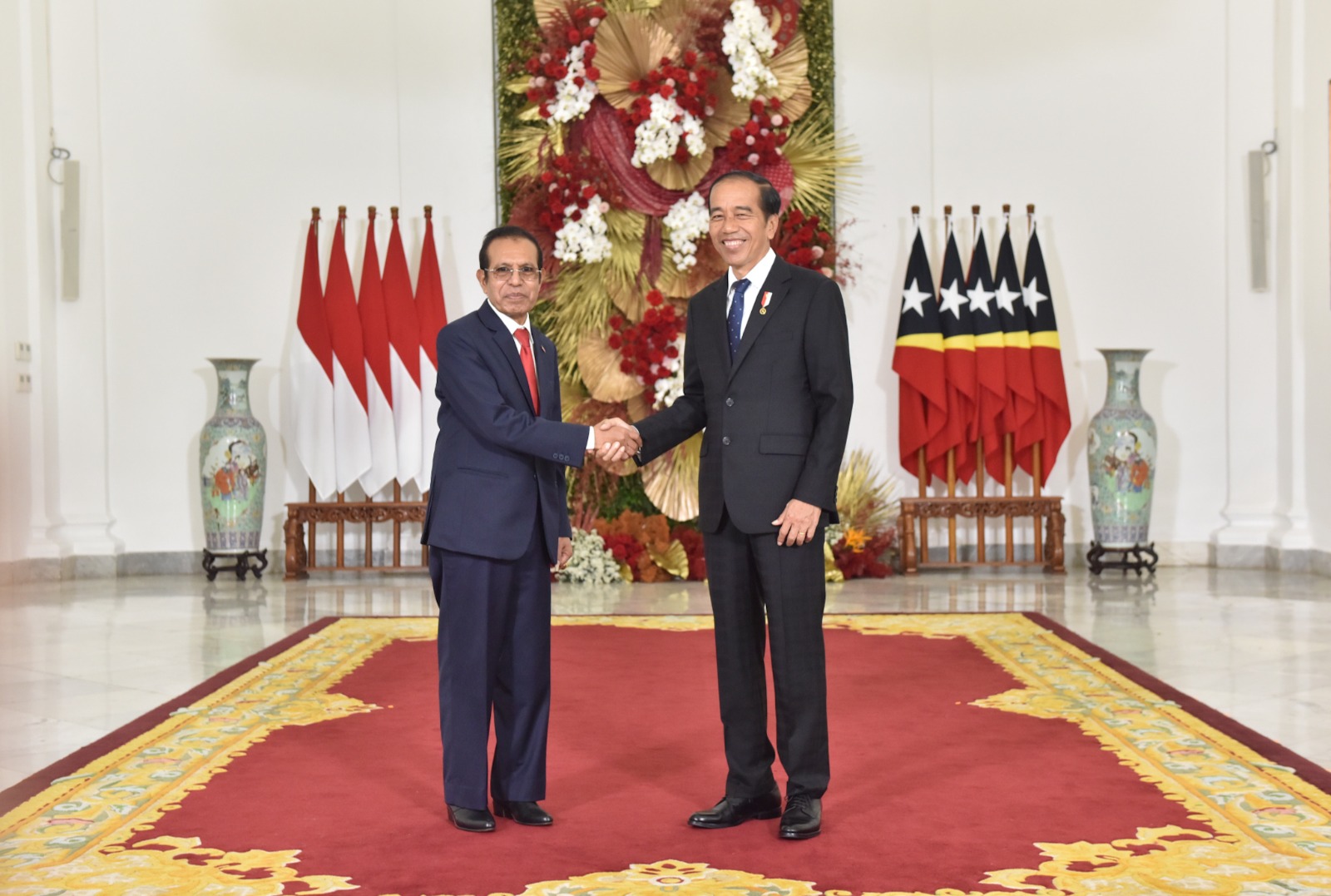 Presiden RI Joko Widodo (Jokowi) saat menerima Perdana Menteri (PM) Republik Demokratik Timor Leste Taur Matan Ruak di Istana Kepresidenan Bogor, Jawa Barat, Senin (13/02/2023) pagi.