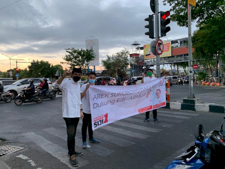 Massa TMP saat aksi simpatik meramaikan Pilwali Surabaya 2020