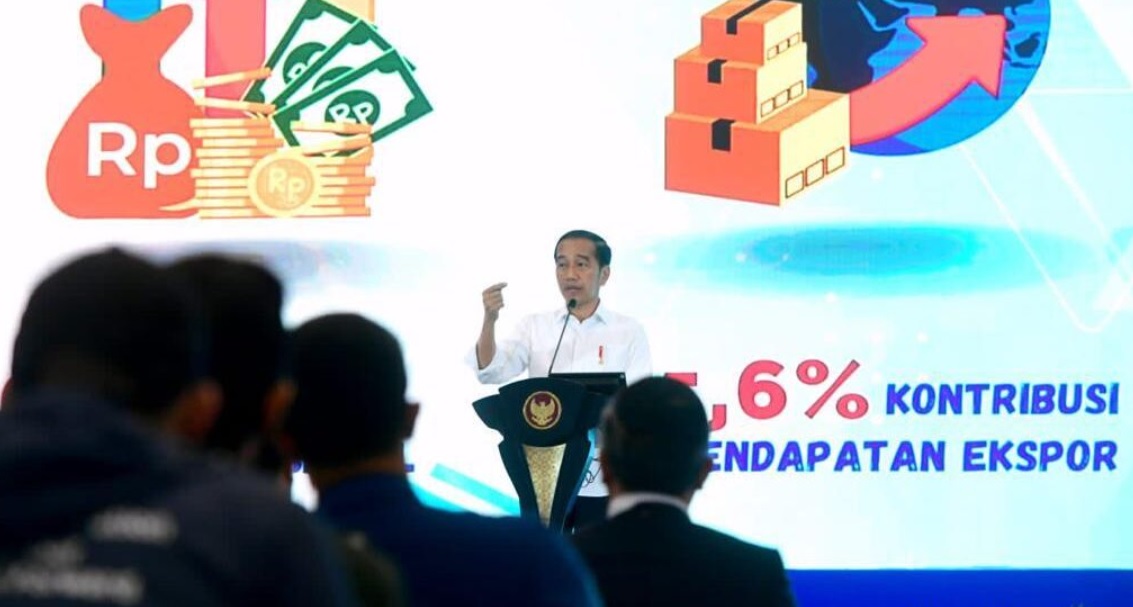 Presiden Joko Widodo menyampaikan sambutannya dalam acara Peresmian Pembukaan BUMN Startup Day Tahun 2022, pada hari Senin, 26 September 2022, di Indonesia Convention Exhibition (ICE) BSD City, Kabupaten Tangerang, Provinsi Banten. Foto: BPMI Setpres/Much
