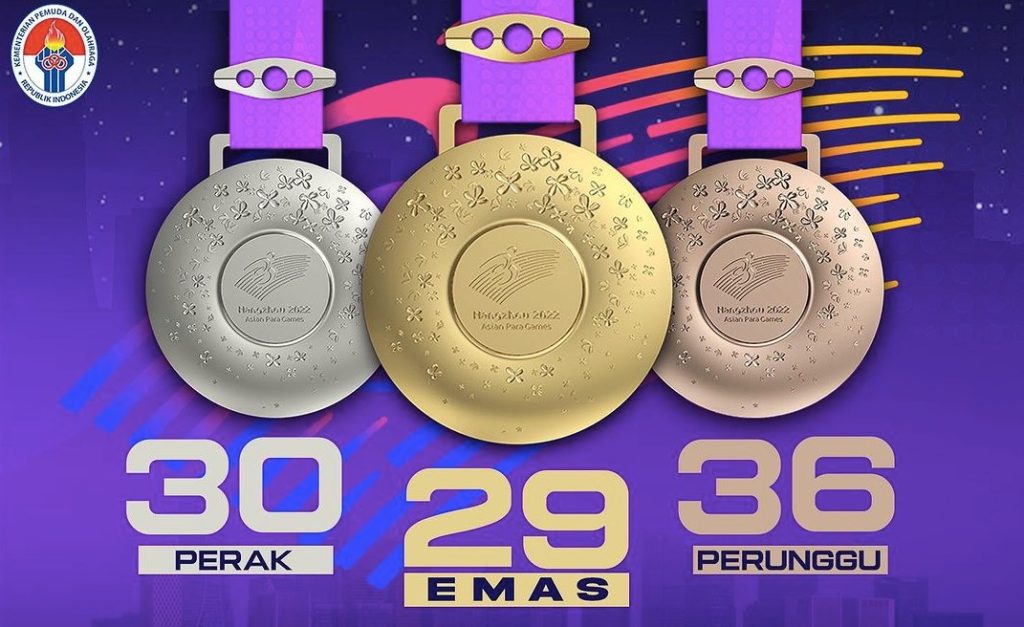 Kontingen Indonesia menutup keikutsertaannya di Asian Para Games Hangzhou 2022 dengan raihan 29 medali emas, 30 perak, dan 36 perunggu