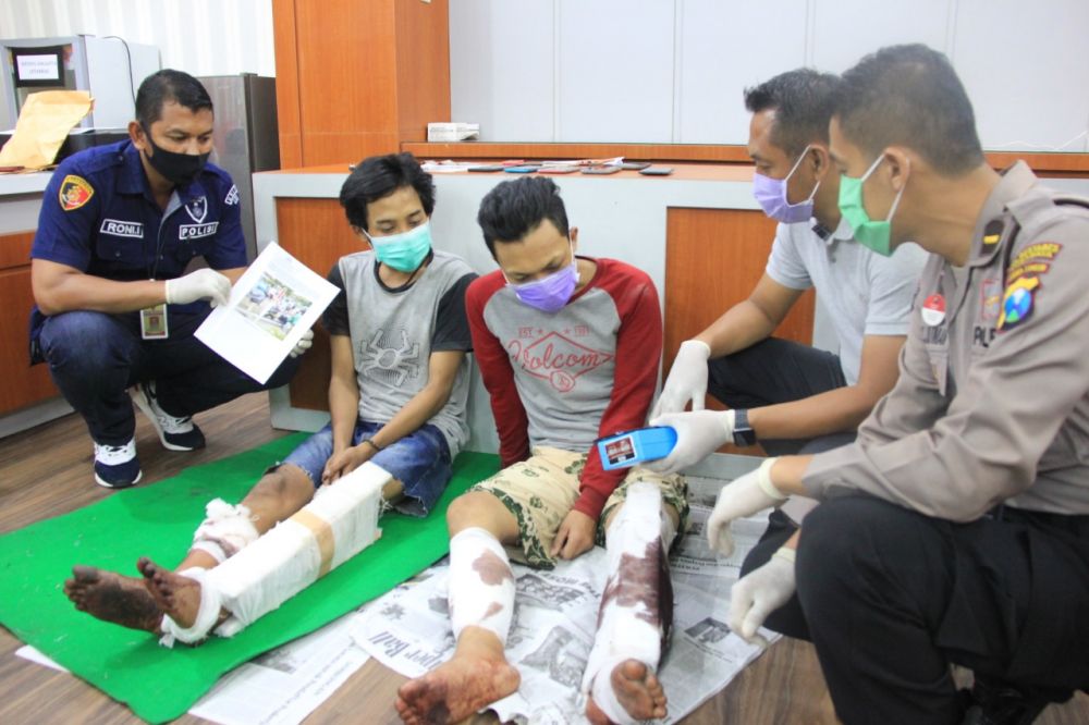 Pelaku tindak kriminalitas jalanan yang diamankan Polres Surabaya. (foto : hmp/ris)