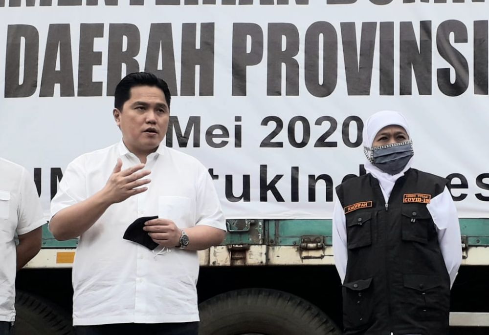 Menteri BUMN Erick Thohir Beri Bantuan Alkes untuk Pemprov Jatim