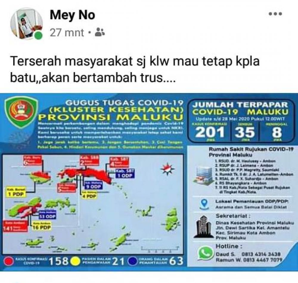 Salah satu akun Medson yang mengupdate data Covid-19. ist