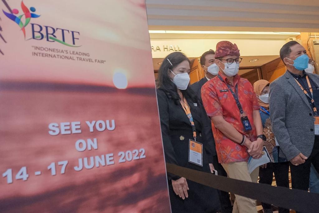 Menparekraf/Kabaparekraf) Sandiaga Salahuddin Uno saat peluncuran   "Bali & Beyond Travel Fair (BBTF) 2022" di Bali International Convention Centre, ITDC, Nusa Dua, Bali. 