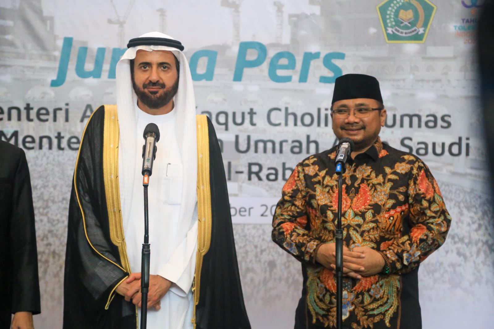 Menteri Agama Yaqut Cholil Qoumas menerima kunjungan Menteri Haji dan Umrah Arab Saudi Tawfiq F Al Rabiah membahas terkait peningkatan kualitas layanan dan kemudahan dalam penyelenggaraan ibadah haji bagi jemaah Indonesia.