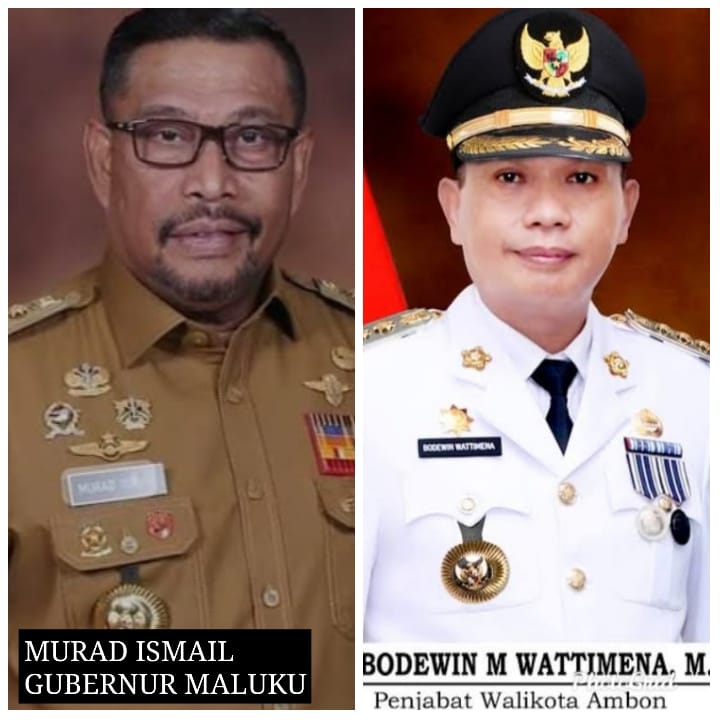Gubernur Maluku Murad Ismail dan penjabat Walikota Ambon Bodewin Wattimena.