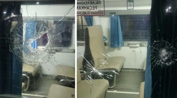  Aksi pelemparan batu yang dilakukan oleh sejumlah oknum mengakibatkan gerbong KA Pasundan mengalami pecah kaca dan 2 penumpang terluka