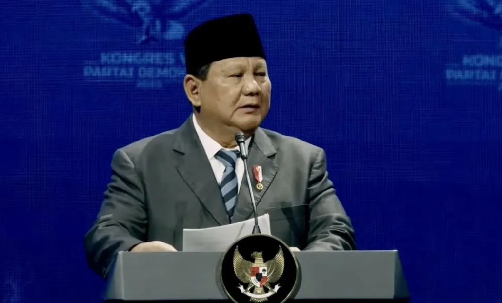 Presiden Republik Indonesia, Prabowo Subianto, menghadiri acara penutupan Kongres VI Partai Demokrat di Jakarta, Selasa (25/2