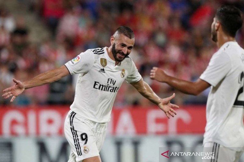 Karim Benzema mencetak brace di pertandingan malam ini. ant
