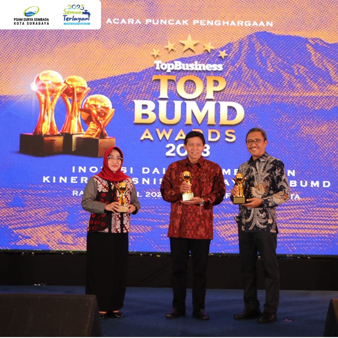 PDAM Surya Sembada Kota Surabaya dan PT BPR Surya Artha Utama Perseroda berhasil meraih penghargaan berskala nasional dalam acara TOP BUMD Awards 2023. 