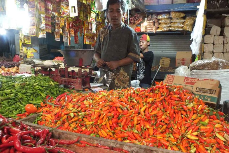 Foto dok. Pedagang menjual berbagai sayur mayur dan bumbu dapur di Pasar Tanjung Jember. (ANTARA/ Zumrotun Solichah)