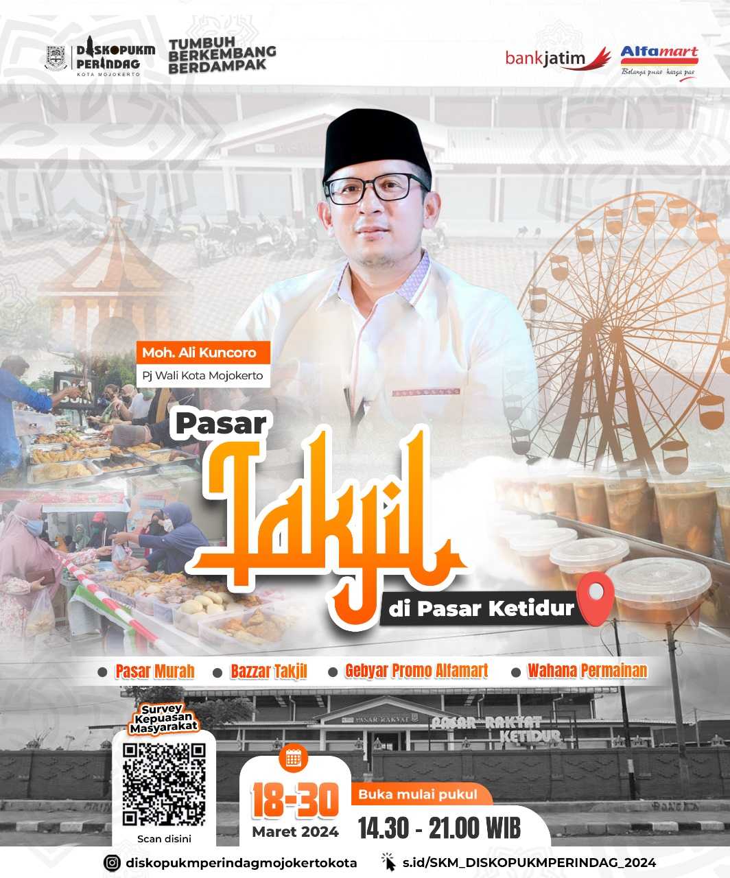 Pasar Ketidur, Kelurahan Surodinawan, Kecamatan Prajuritkulon, akan menjadi sentra pasar takjil yang dihelat oleh Pemerintah Kota Mojokerto mulai tanggal 18 hingga 30 Maret 2024 mendatang.