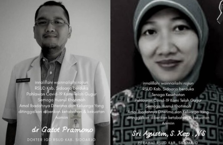 Dua tenaga medis RSUD Sidoarjo (Foto; ist)