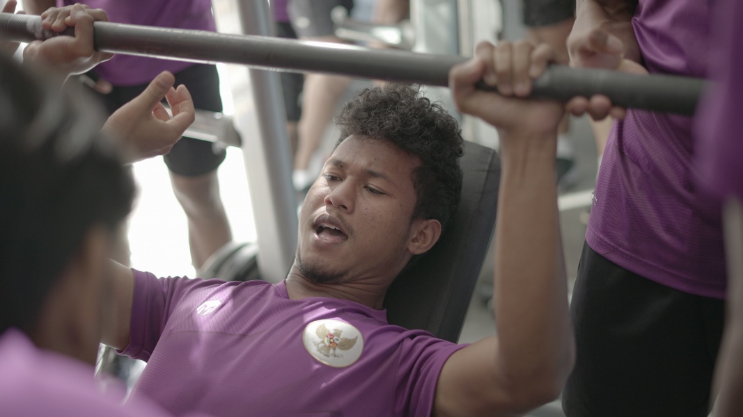 Pemain Timnas U-19 berlatih di gym. pssi.org