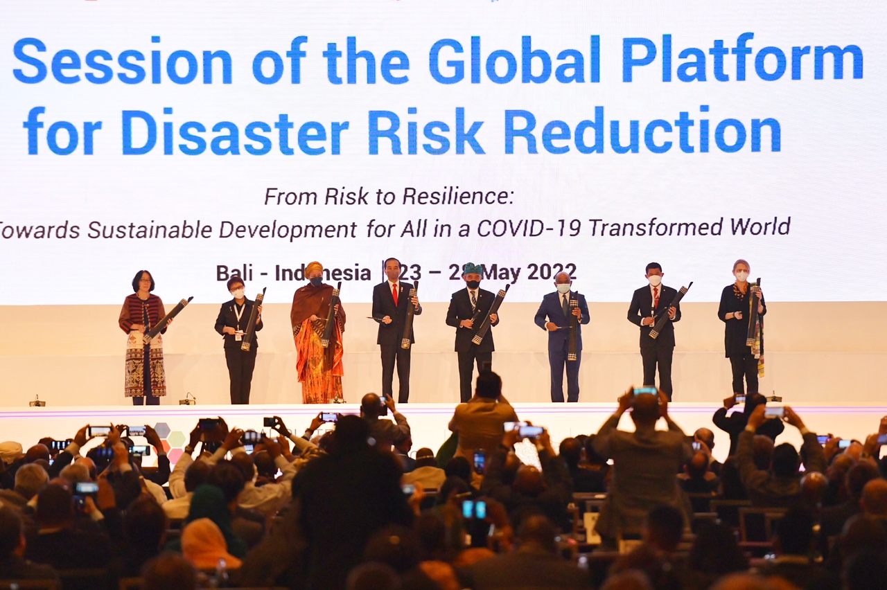 Presiden Jokowi secara resmi membuka Forum Global Pengurangan Risiko Bencana atau the 7th Global Platform for Disaster Risk Reduction (GPDRR) 2022. (Foto: Humas Setkab/Rahmat)
