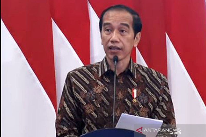 Tangkapan layar - Presiden Joko Widodo (Jokowi) dalam pembukaan Rapat Kerja Nasional Kementerian Perdagangan Tahun 2021, di Istana Negara, Jakarta, Kamis (4/3/2021). ANTARA/Tangkapan layar Youtube Sekretariat Presiden/pri. (ANTARA/Tangkapan layar Youtube 