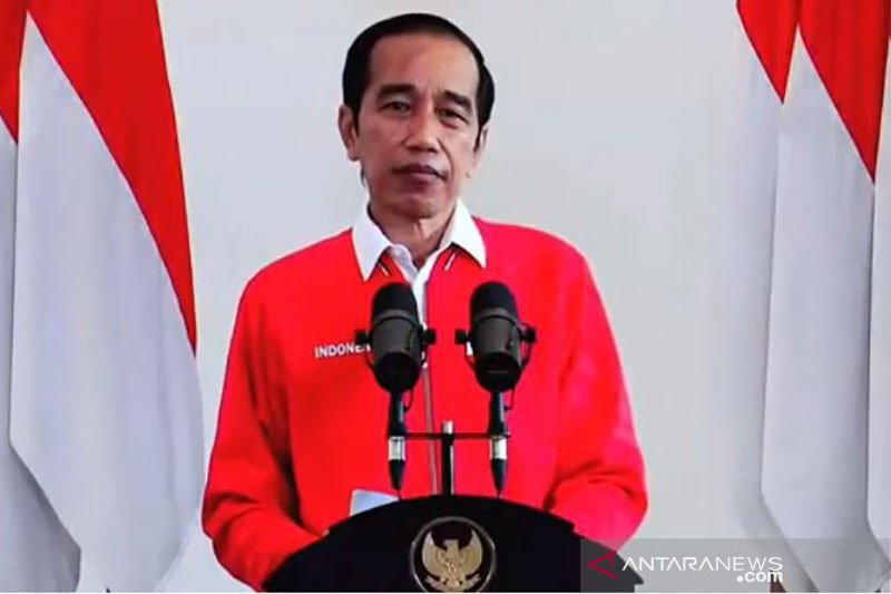 Tangkapn layar - Presiden Joko Widodo (Jokowi) dalam peringatan HUT Ke-48 PDI Perjuangan secara virtual, Minggu (10/1/2021). ANTARA/Tangkapan layar Youtube PDI Perjuangan/pri.

