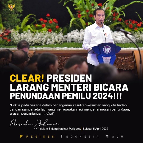 Jokowi Larang Menteri Bicara Penundaan Pemilu 2024