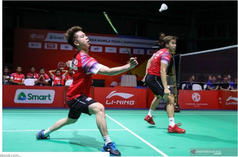 Pasangan Kevin Sanjaya Sukamuljo/Marcus Fernaldi Gideon . ANTARA