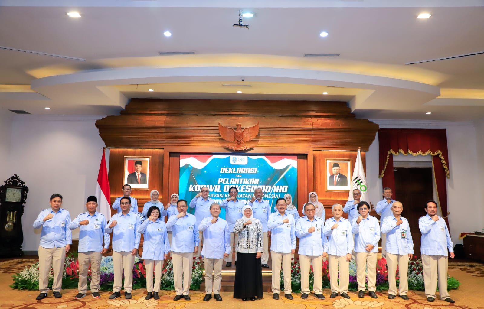 Gubernur Jawa Timur Khofifah Indar Parawansa saat pelantikan Korwil Obkesindo di Gedung Negara Grahadi beberapa hari lalu
