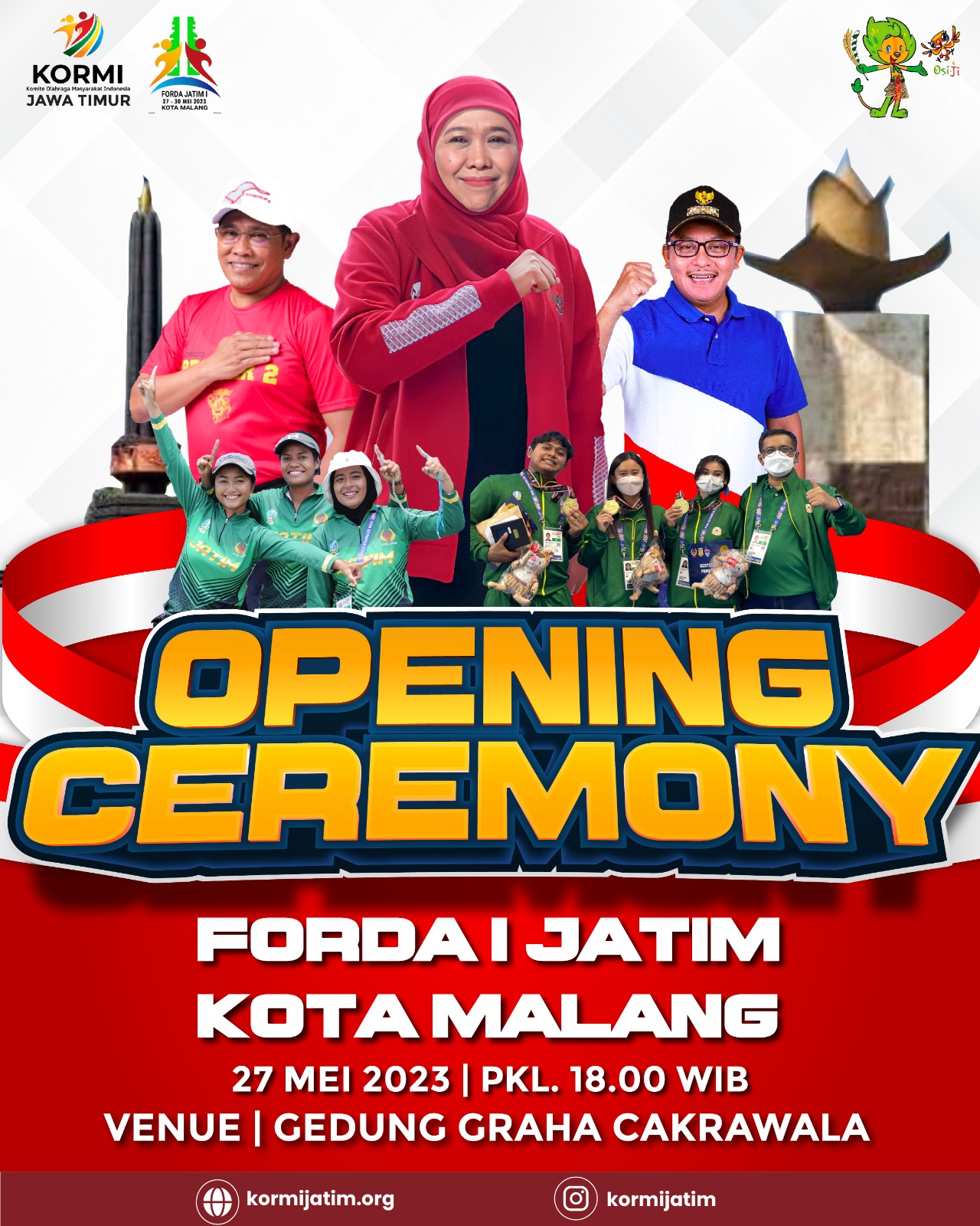 Festival Olahraga Masyarakat Daerah (FORDA) pertama di Jawa Timur akan digelar mulai tanggal 27-30 Mei 2023 di Kota Malang