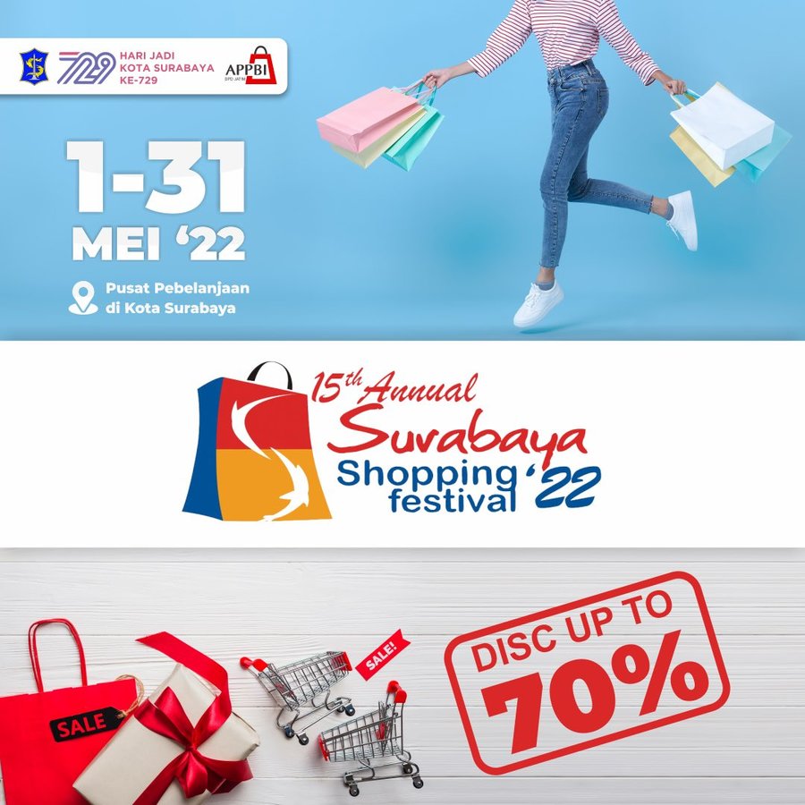 Wali Kota Surabaya Eri Cahyadi mengajak para pecinta wisata belanja meramaikan gelaran Surabaya Shopping Festival (SSF) mulai 1-31 Mei 2023 di seluruh pusat perbelanjaan atau mal di Surabaya