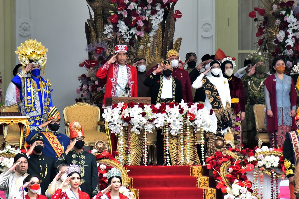Presiden Jokowi saat memimpin Upacara Peringatan Detik-Detik Proklamasi Kemerdekaan Republik Indonesia di Halaman Istana Merdeka, Jakarta, Rabu (17/08/2022) pagi. (Foto: Humas Setkab/Agung)

