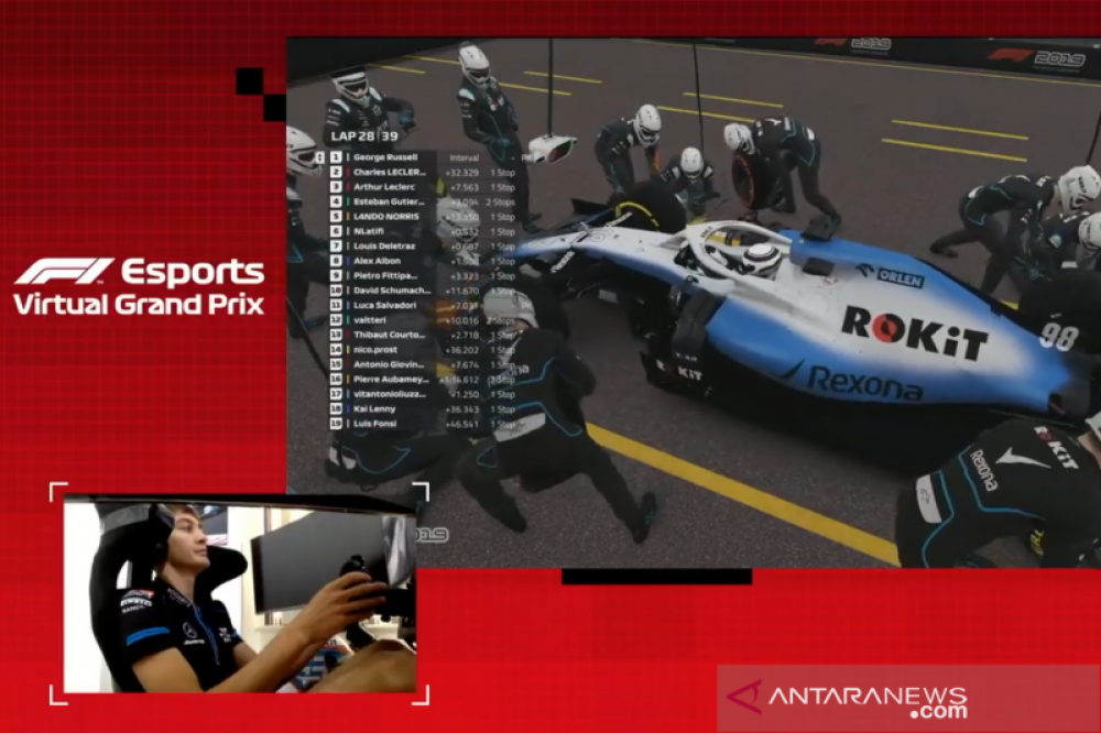 Pebalap tim Williams mengikuti ajang Grand Prix Monako virtual yang digelar Formula 1, Senin dini hari. (ANTARA/Aditya E.S. Wicaksono)