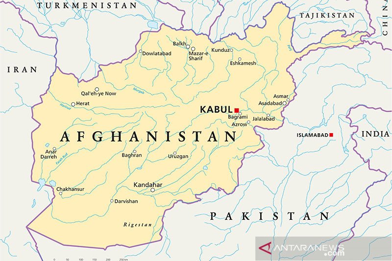 Ilustrasi - Peta kawasan Afghanistan-Pakistan. ANTARA/Shutterstock/pri. (ANTARA/Shutterstock)

