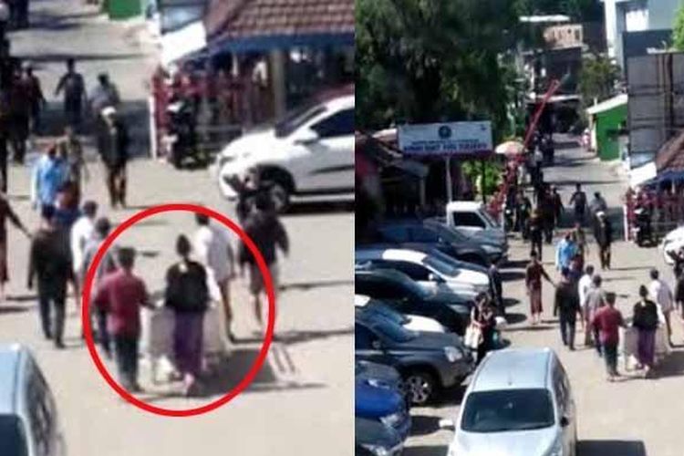 Tangkapan layar video warga yang  membawa paksa jenazah pasien Covid-19 di RS Paru, Surabaya.