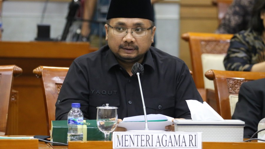 Menag Yaqut Cholil Qoumas di Gedung DPR RI, Rabu (15/2/2023).